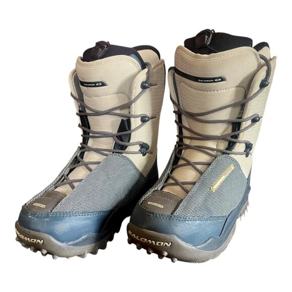 Salomon Thermicfit Women's Snowboard Boots Size 6 Cream/Blue Speed Lacing ❄️ - Picture 1 of 7